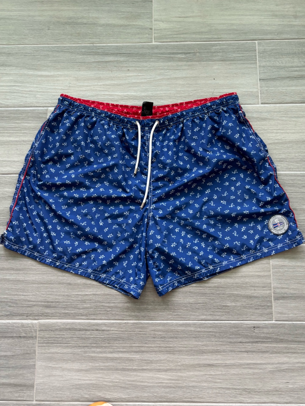 PAUL & SHARK Yachting Swim Trunks Bathing Suit Men’s 2XL Blue Red White Sharks
